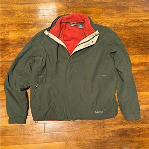 L.L. Bean Men's Dark Green Jacket with Red Interior